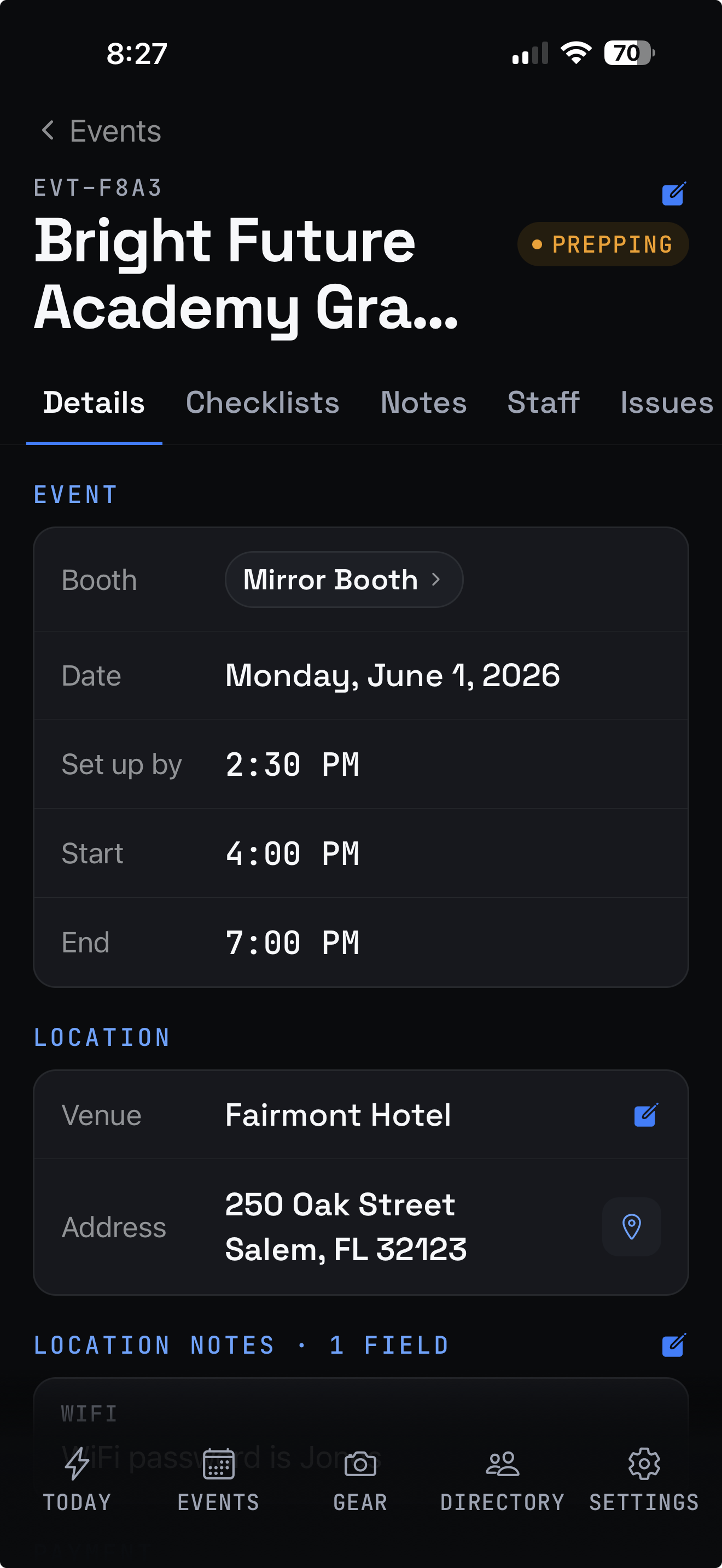 Bootheo event detail — Bright Future Academy Grad Celebration, booth, schedule, venue and address